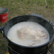 鶏粥も完成！丸鶏の身がほろほろになりました。